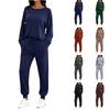Damen Zweiteiler Langarm-Oberteil und Hose mit Kordelzug Lässiges Lounge-Outfit Weicher Stoff Lockere Passform für den täglichen Gebrauch
