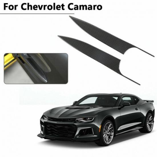 Front Door Armrest Panel Cover Trim For 12-15 Chevrolet Camaro Soft Carbon Fiber