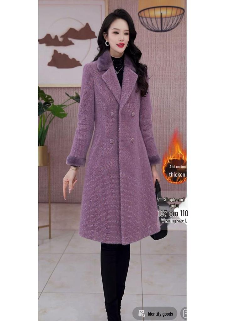 2026 Winter Elegant Slim Fit Cotton-Padded Woolen Coat - Versatile, Age-Reducing, Mid-Length Jacket