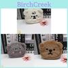 Plush Cartoon Bear Coin Purse With Embroidered Animal Design For Girls And Teens