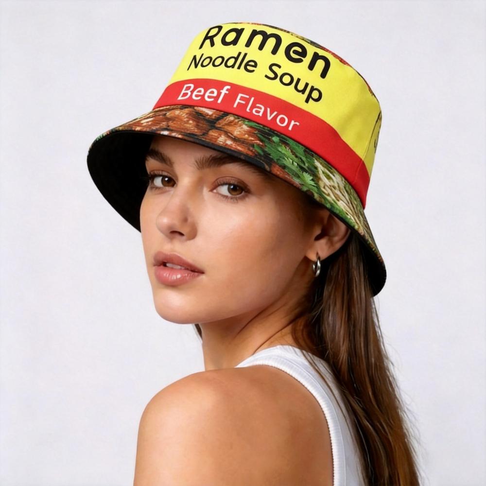 Klassischer Food-Print Panama für Damen Herren Sommer Reise Strand Outdoor Sonnenschutz Fischerhut Damen Lässig Dekorieren Fischerhut