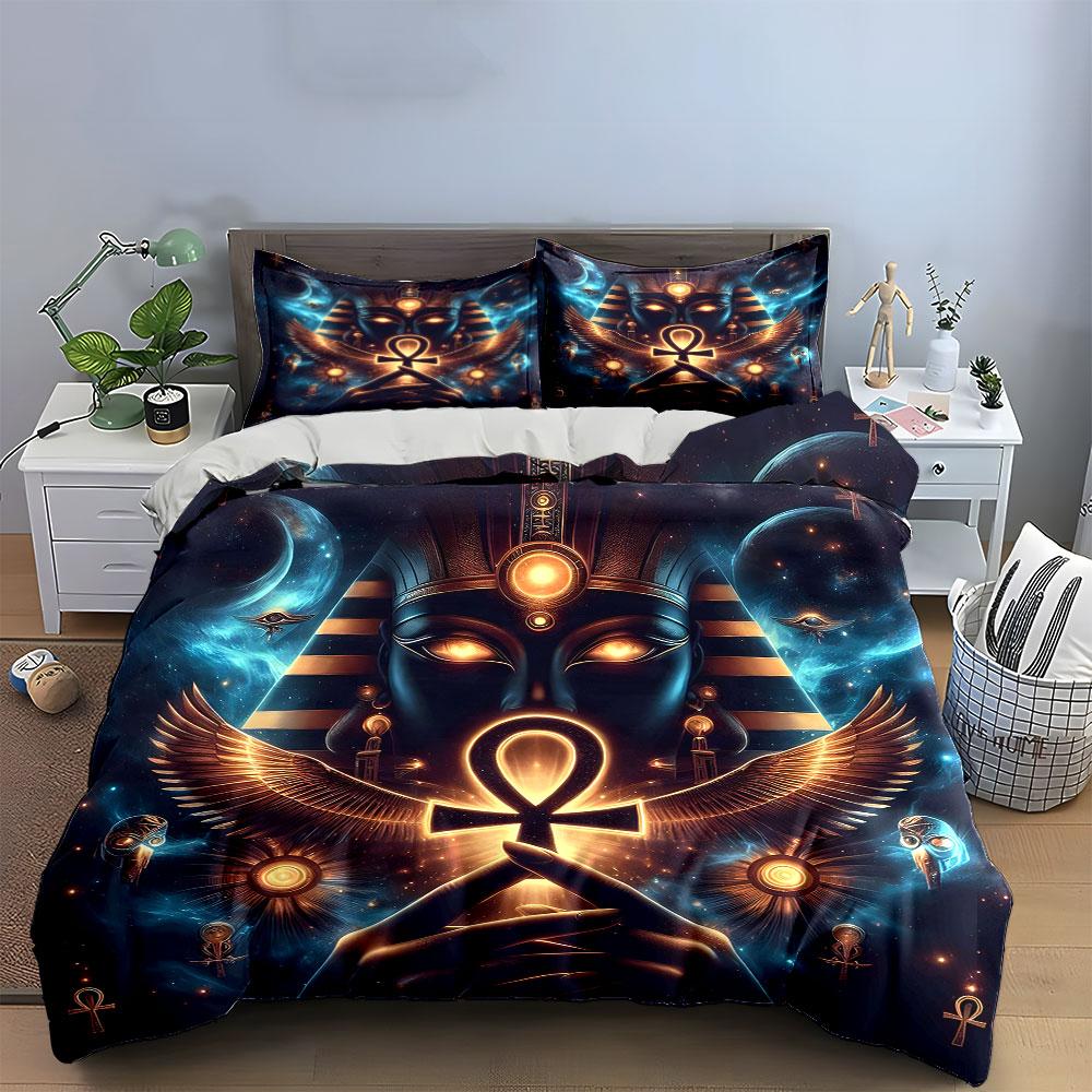 "Celestial Pharaoh's Radiant Dreamscape" Bedding Sets Duvet Covers Pillowcases(1* Duvet Cover 2* Pillowcases Without Duvet Insert)