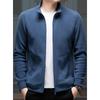 New Aoziflee Men's Sweatshirt Stand Collar Cardigan Jacket Autumn and Winter Solid Color Casual Men's Warm Fleece Jacket