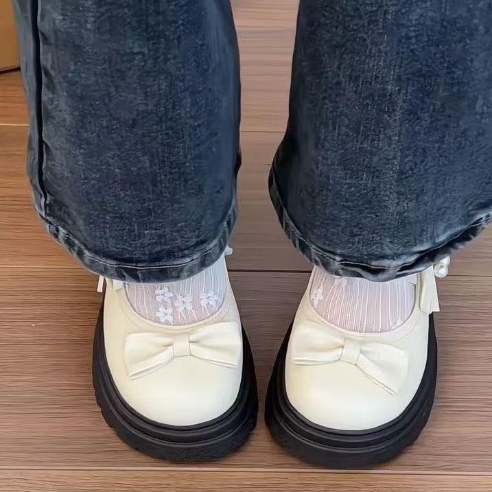 French Platform Small Leather Shoes Women's Retro British Style Sweet with Skirt Mary Jane Single Shoes 2025 Spring and Autumn New