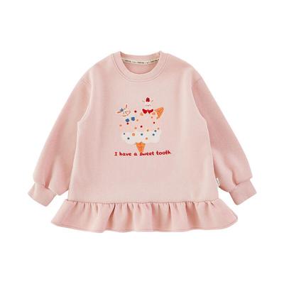 Yoyou Girl's Ruffle Hem Fleece Sweatshirt