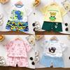 Kids Short Sleeve Cotton Set With Cartoon Pattern For Summer Play