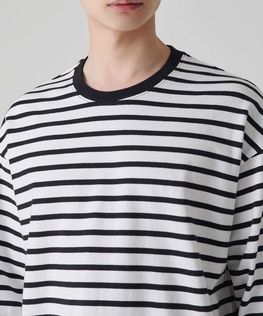 MUSINSA STANDARD Breton Stripe Relaxed Long Sleeve T-Shirt [White/Black]