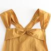 Solid Color Women Apron Large Pockets Adjustable Bow Strap Kitchen Apron Long Length Anti-Stain Anti-Stain Apron For Cooking