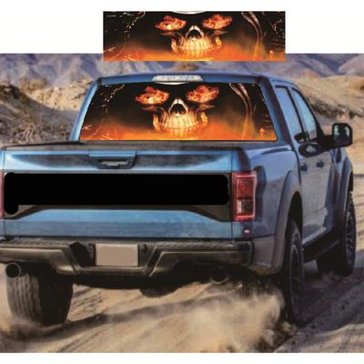 1X 135X36Cm Car Rear Window Sticker Flaming Skull Graphic Decal For Pickup Truck