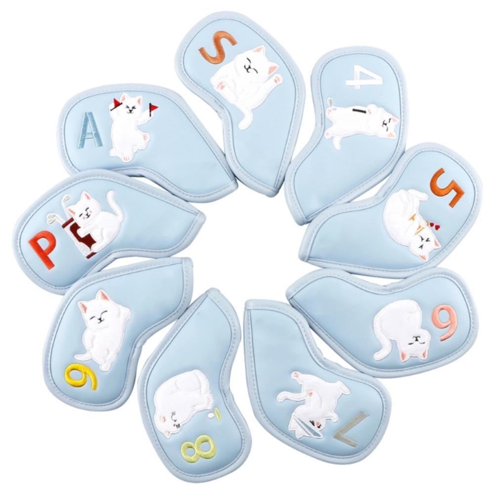 Cats Pattern Golf Iron Head Cover PU Leather Golf Club Covers Golf Head Protector  Golf Supplies