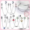 Original Safety Chain Clasp Clip Charm Bead 925 Silver Love Heart Bow Safety Chain Fit Bracelet Woman Girl Jewelry Gift