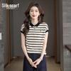 Women's Sleeveless Color-Block Stripe Embroidered Polo T-Shirt