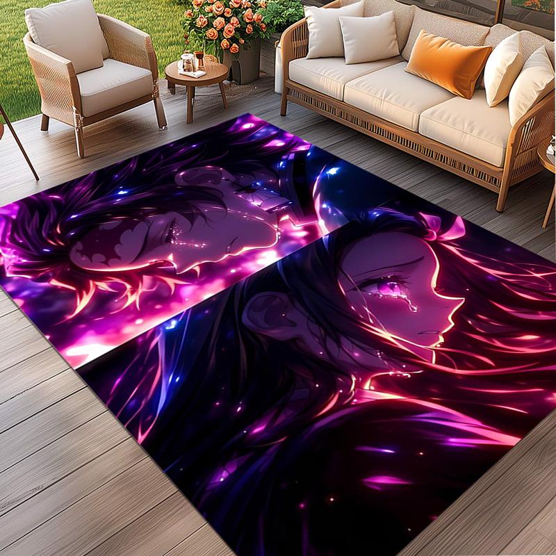 Demon Slayer Print Rug, Washable Floor Carpet, For Entryway Dorm Laundry Room Office Study, Home Decor Birthday Christmas Gift