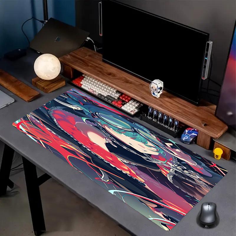 Hatsune Miku Print Mouse Pad, Anti‑Slip Desktop keyboard Mat, for PC Laptop Gaming Working Daily Use, Cool Festival Birthday Gift