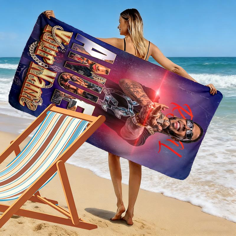 Name Custom Anuel AA Print Beach Towel, Large Soft Quick Dry Towel for Beach Camping Swimming