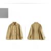 Fashion Loose Drawstring Trench Coat Double-Breasted Casual Loose Short Jacket Women's Cotton Top Spring Autumn