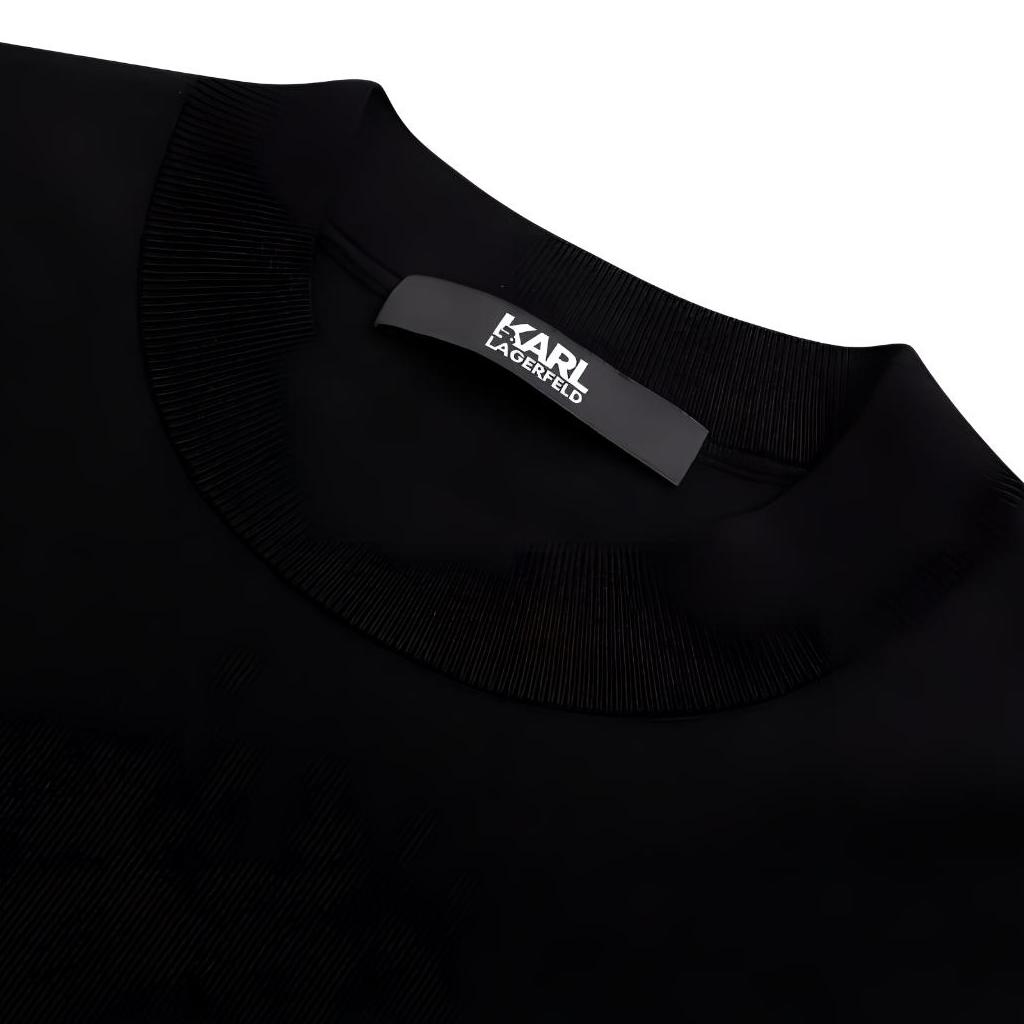 Karl Lagerfeld Fashion Letter Print Round Neck Slim Fit Long Sleeve Sweater Men Sweater Black 236M2028