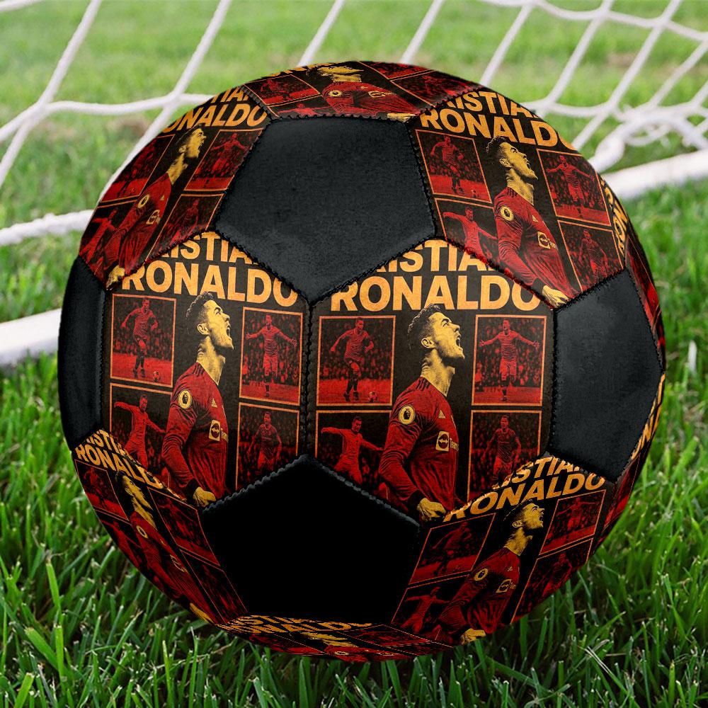 1PC  C R Greatness Size 5 Soccer Ball PrahaIndoor Soccer Ball Colorful All Ages Machine Stitched PVC Competition Ready Durable High-Bounce