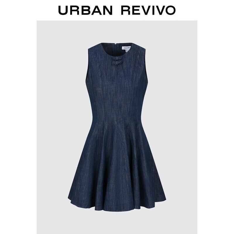 UR2026 Women s Casual 3D Bow Denim Mini Dress S