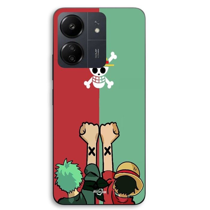 Phone case - MANIACASE - Xiaomi Redmi 13C 4G - TPU Silicone - One Piece Pattern (Luffy & Zoro) - Red/Green nero