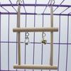 Pet Bird Parrot Wood Bell Stand Holder Hanging Swing Cage Molar Play Chew Toy