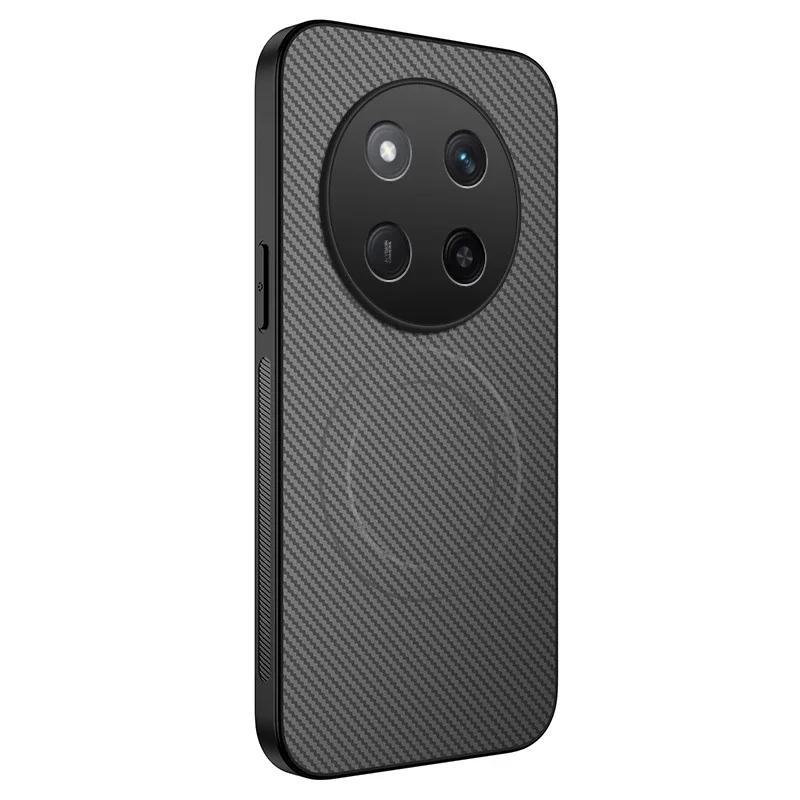 Carbon Fiber Pattern PU Silicone Phone Case For Honor X6B X9C Smart X9b X7c X8C Magnetic Wireless Charging Soft Back Cover Cases