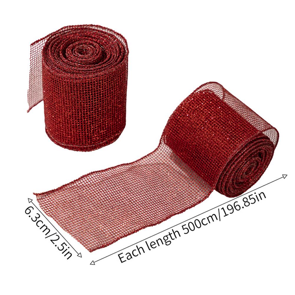 DIY Weihnachtsbandrolle zum Schleifenbasteln und für die Geschenkverpackungsdekoration aus drahtverstärktem Leinenmaterial für die saisonale Feiertagsnutzung