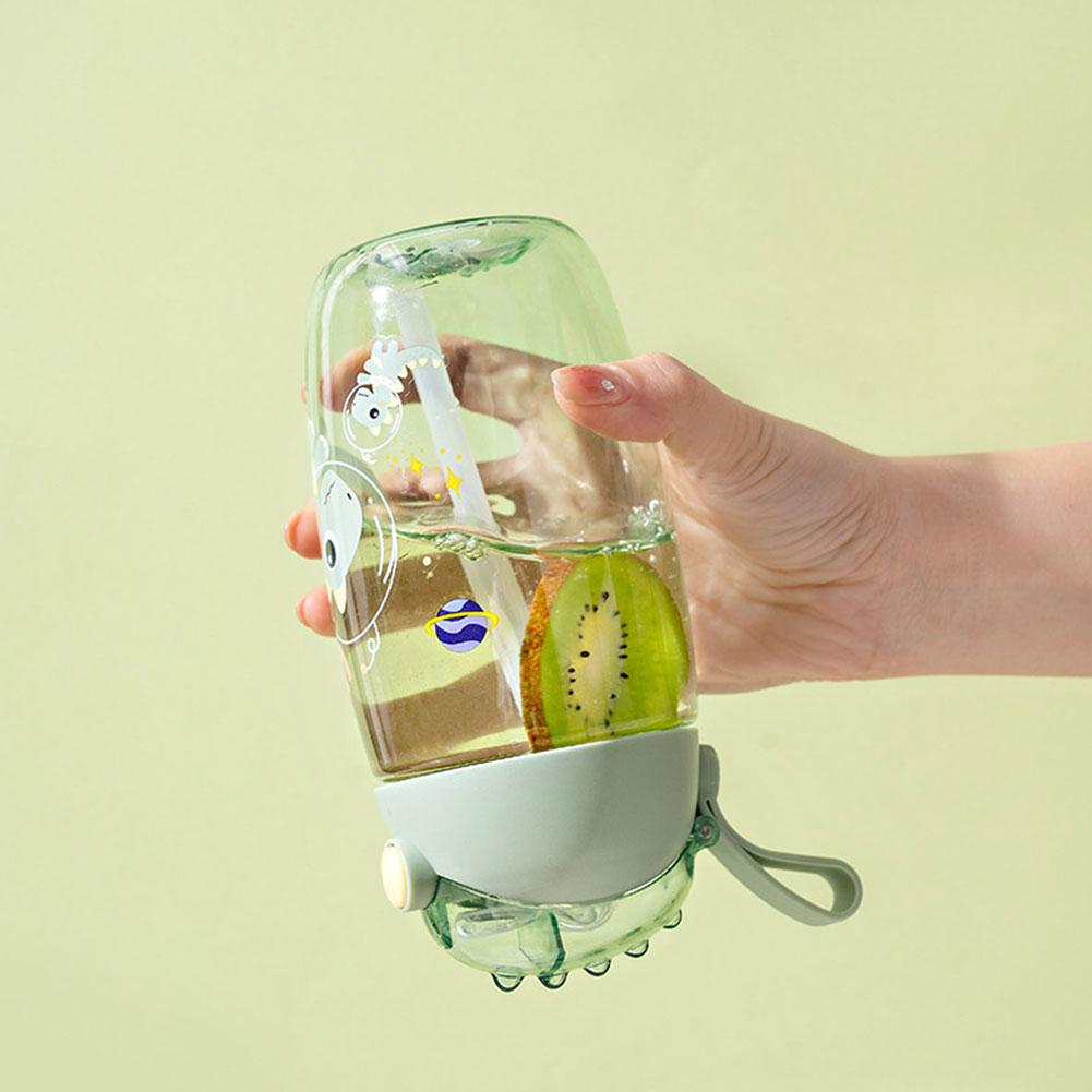 500ml Portable Cartoon Dinosaur Drinking Mug (with Straw and Lid) Space Mug Handy Mug Drop-proof Outdoor Children's Water Bottle