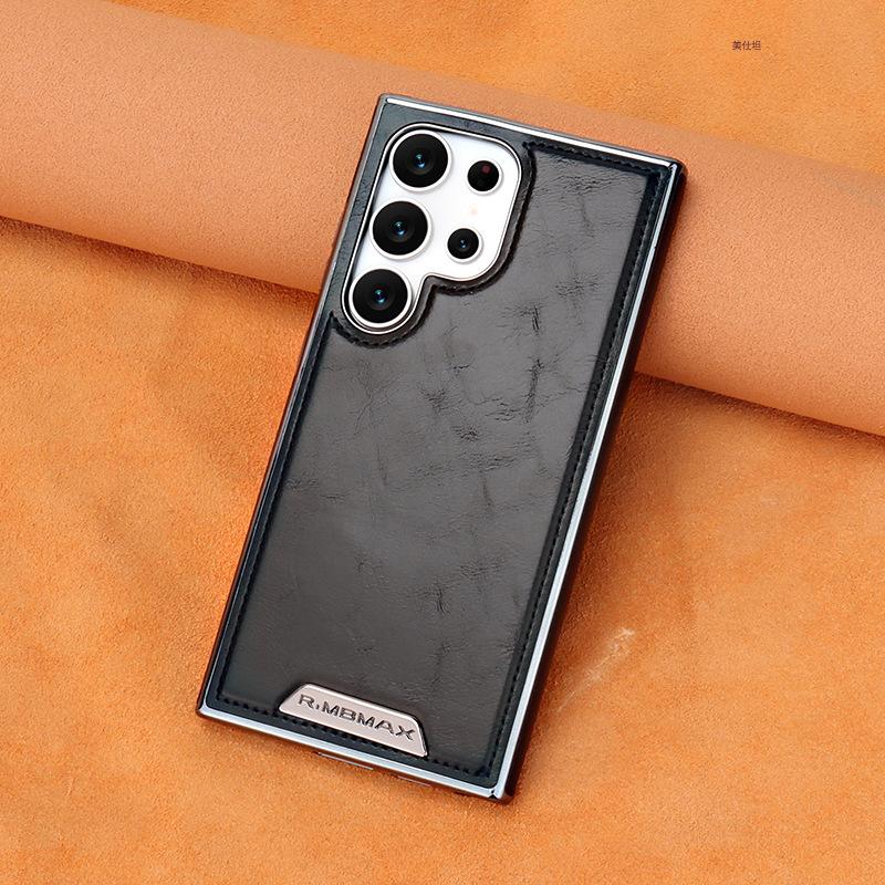 Applicable to Samsung s25edge mobile phone case magnetic suction anti-drop all-inclusive s26ultra electroplated 24u business s23u leather case