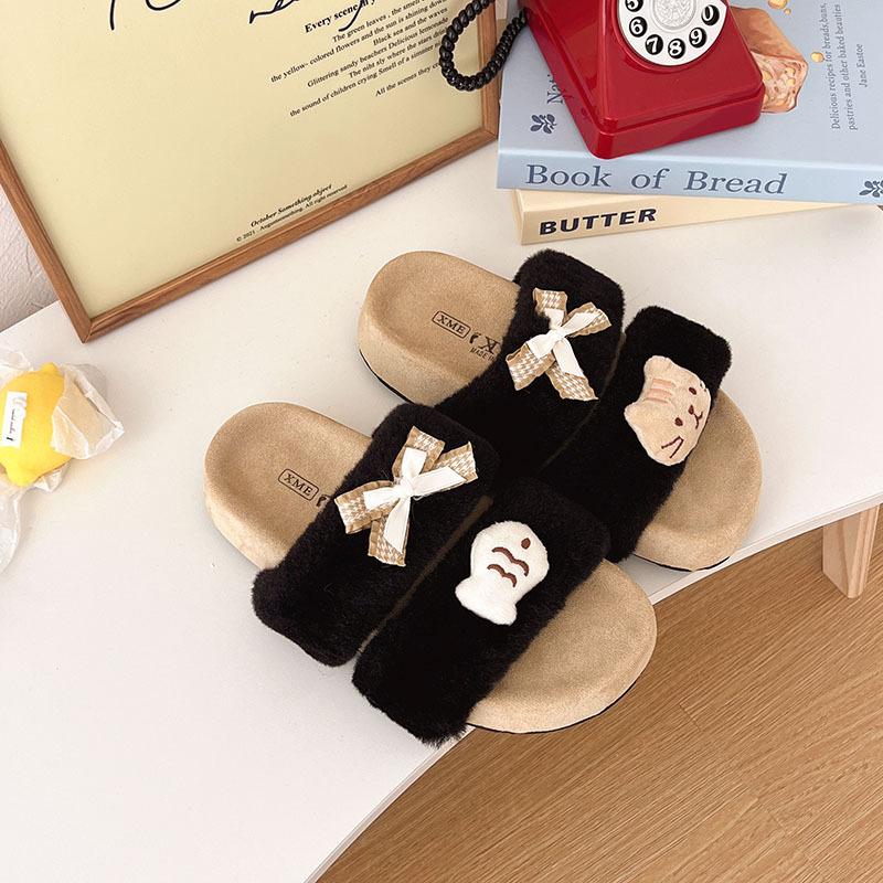 2025 winter new butterfly cotton slippers indoor plush warm slippers women plush cute home winter warm