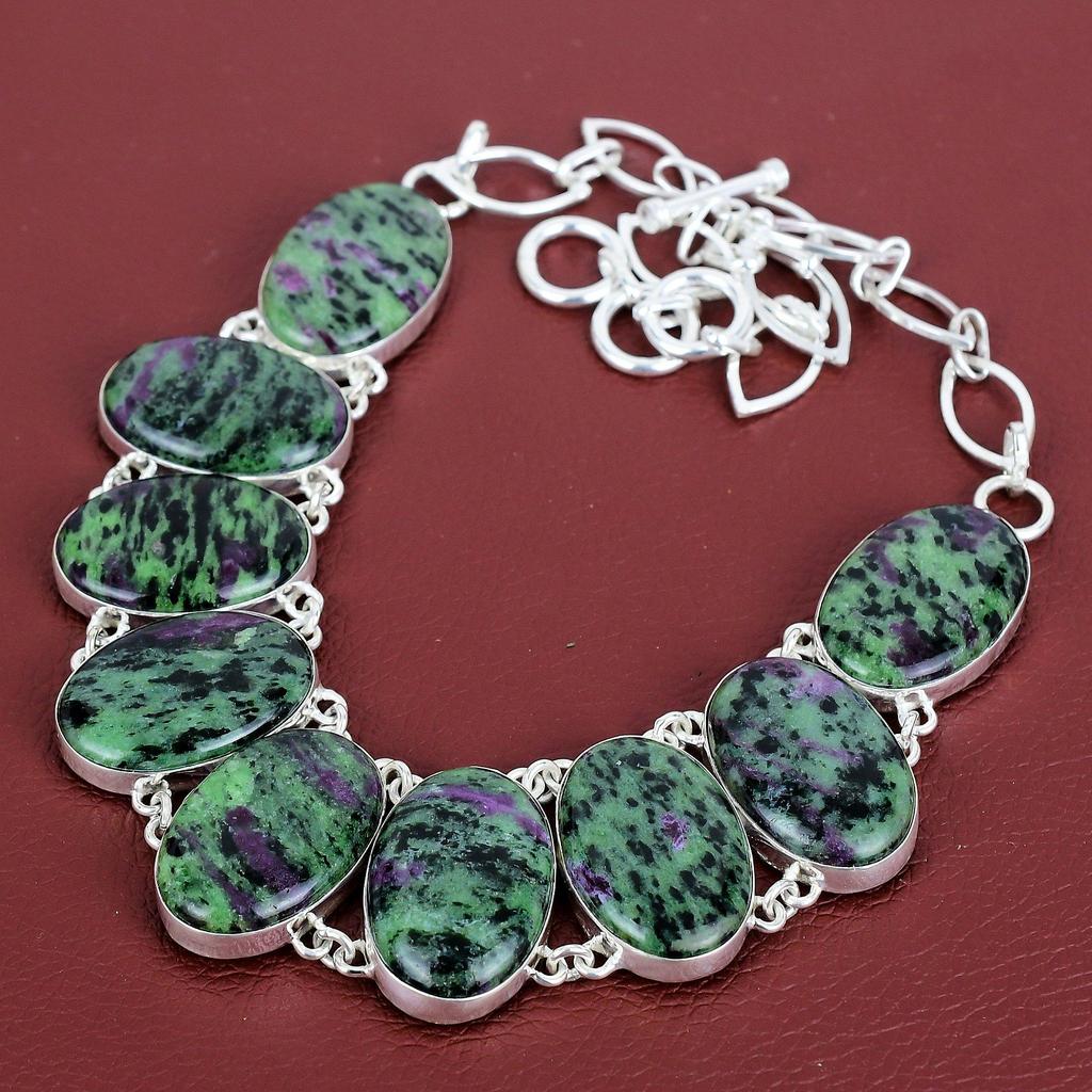 Ruby zoisite necklace gemstone jewelry dainty necklace 925 sterling silver necklace adjustable chain necklace handmade necklace gift for mom