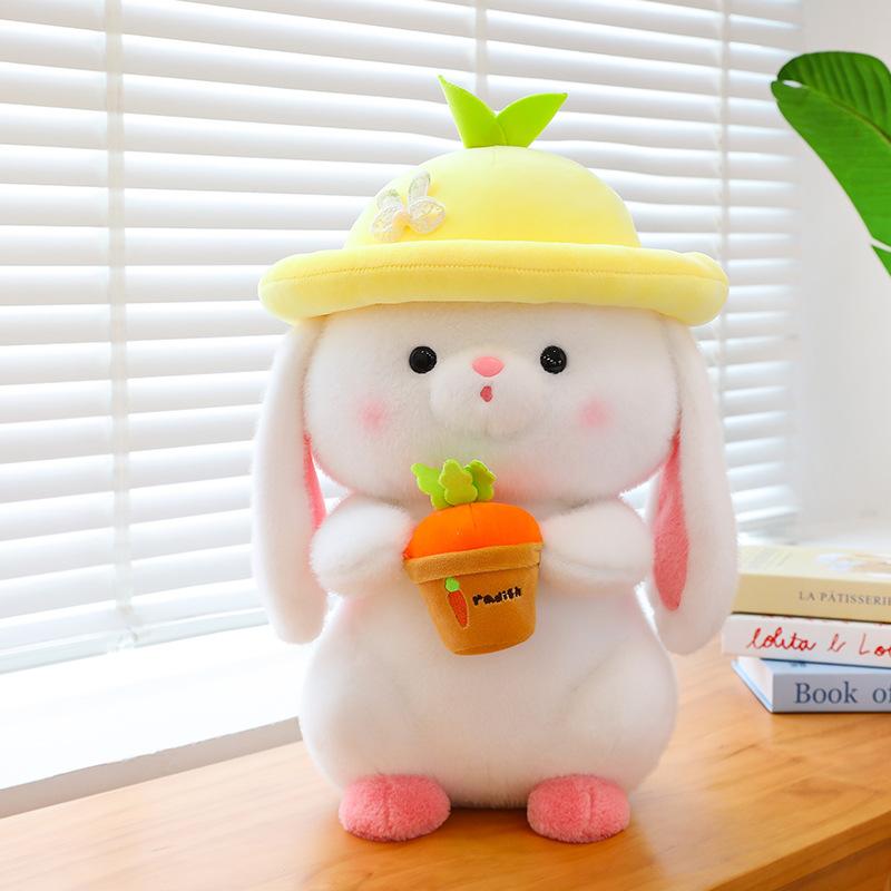 

New cute pastoral radish rabbit plush toy doll throw pillow desktop ornament cute doll gift 35cm/0.38kg