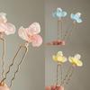 Chinesische Tempel-Haarnadeln im Tang-Stil: Glasblume U-förmige Haaraccessoires für Hanfu-Kostüme und Feen-Make-up