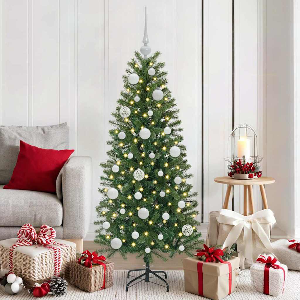Christmas Ornament Set with 150 LEDs 61 pcs White Plastic