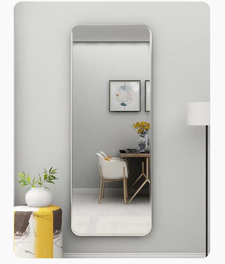 Minimalist Full-Length Floor Mirror: Aluminum Alloy, Wall-Mounted Design, Perfect for Living Room or Bedroom