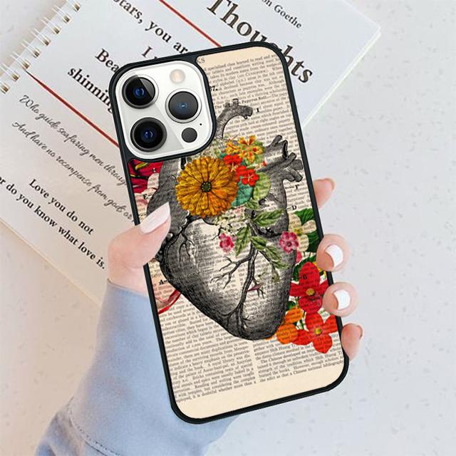 Vintage Anatomy Heart Cardiac Nurse Phone Case For iPhone 17 Air 15 16 16e 11 12 13 14 Pro Max Cover For iPhone 17 Air Max Plus