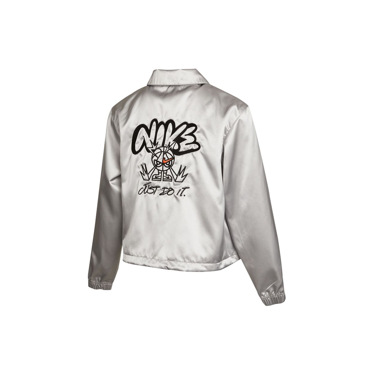 

Nike Women s Graffiti Embroidered Woven Lapel Jacket Silver DJ5363-041 XL