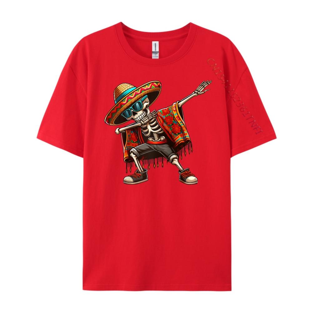 Dabbing Skeleton Sombrero Poncho Cinco De Mayo Mexican Raglan New T Shirt Mens TShirts