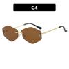 Women's sunglasses, men's and women's fashion snakehead rhombus sunglasses, frameless trimmed metal sunglasses