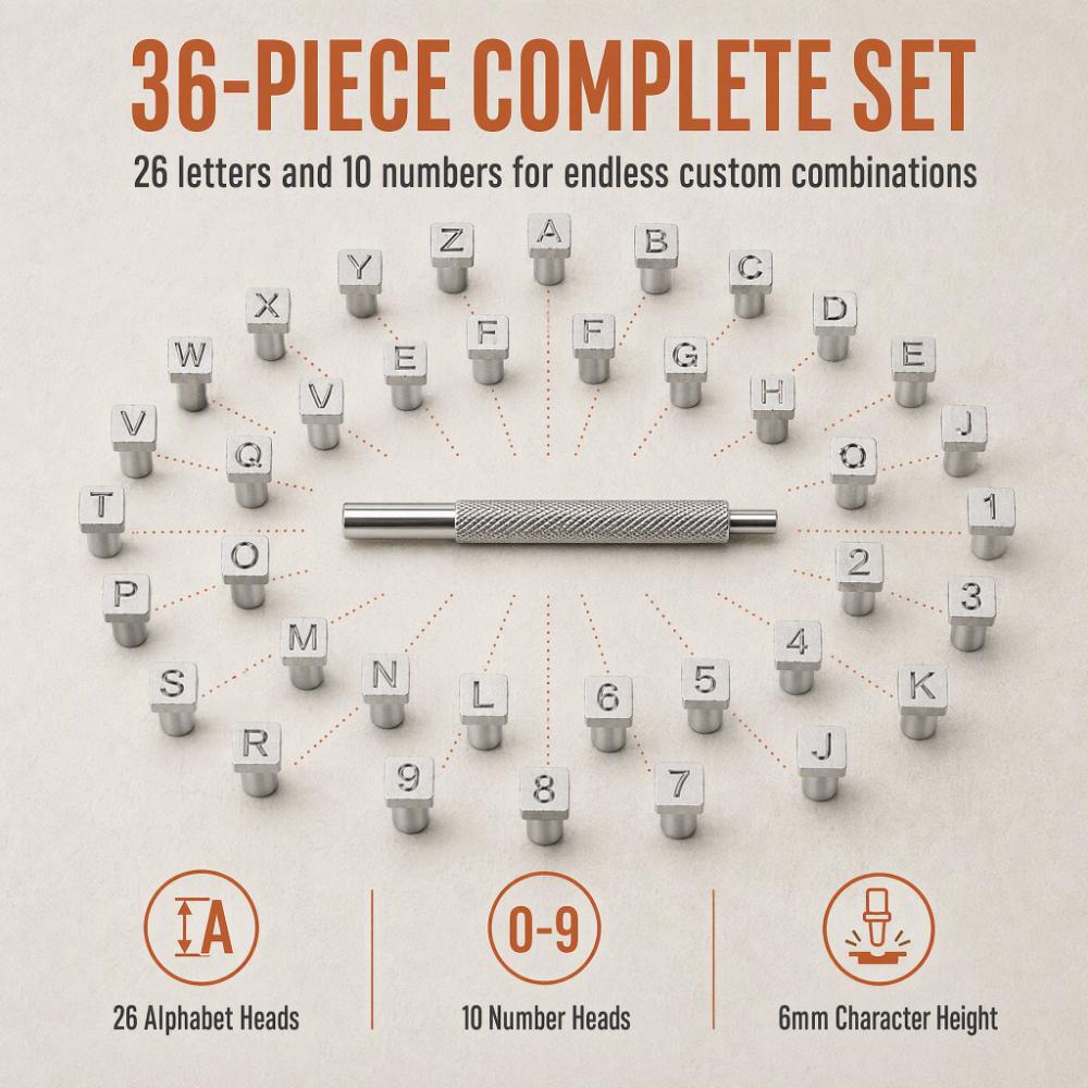 37pcs Stamping Dies Number Punch Set Punch Tool Leather Hand Tool  DIY Projects
