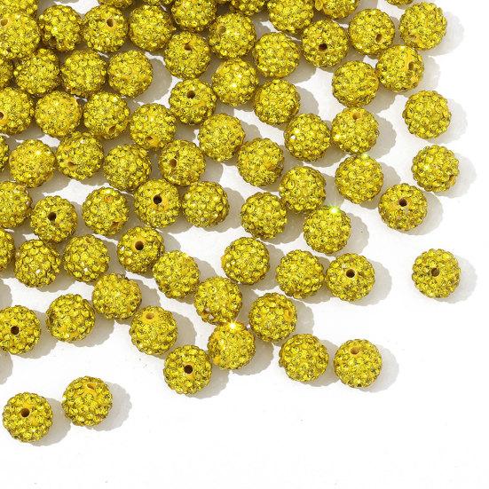 100Pcs 10mm Contas de Argila de Strass Coleção de Gelo Beisebol Estilo Bling Contas Redondas para Colar Pulseira Brincos Jóias DIY