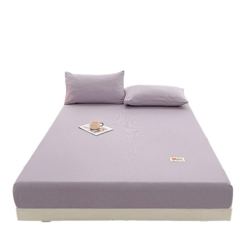 Class A Solid Color Double-Layer Crinkled Gauze Fitted Sheet - Naked Sleep Friendly & Machine Washable