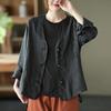 Veste Femme Printemps Coton Lin Blazer Couleur Unie Manches Longues Manteau Décontracté Mode