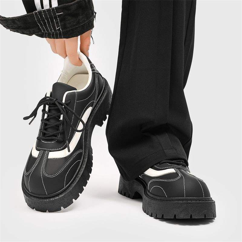 

Derby British men s shoes new black trend platform versatile height increase leisure sports big head leather shoes men 44