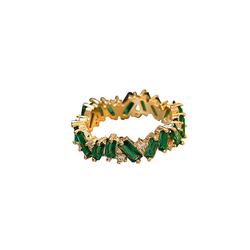 French Elegant Emerald Zircon Irregular Neo-gothic Rings Fashion Jewelry High-end Women's Gifts Daily Accessories