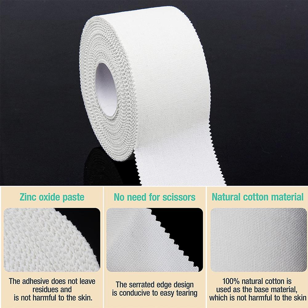 3Roll White Athletic Sports Tape Strong Adhesive No Residue Easy Tear For Athletes Trainers First Aid Injury Wrist Support