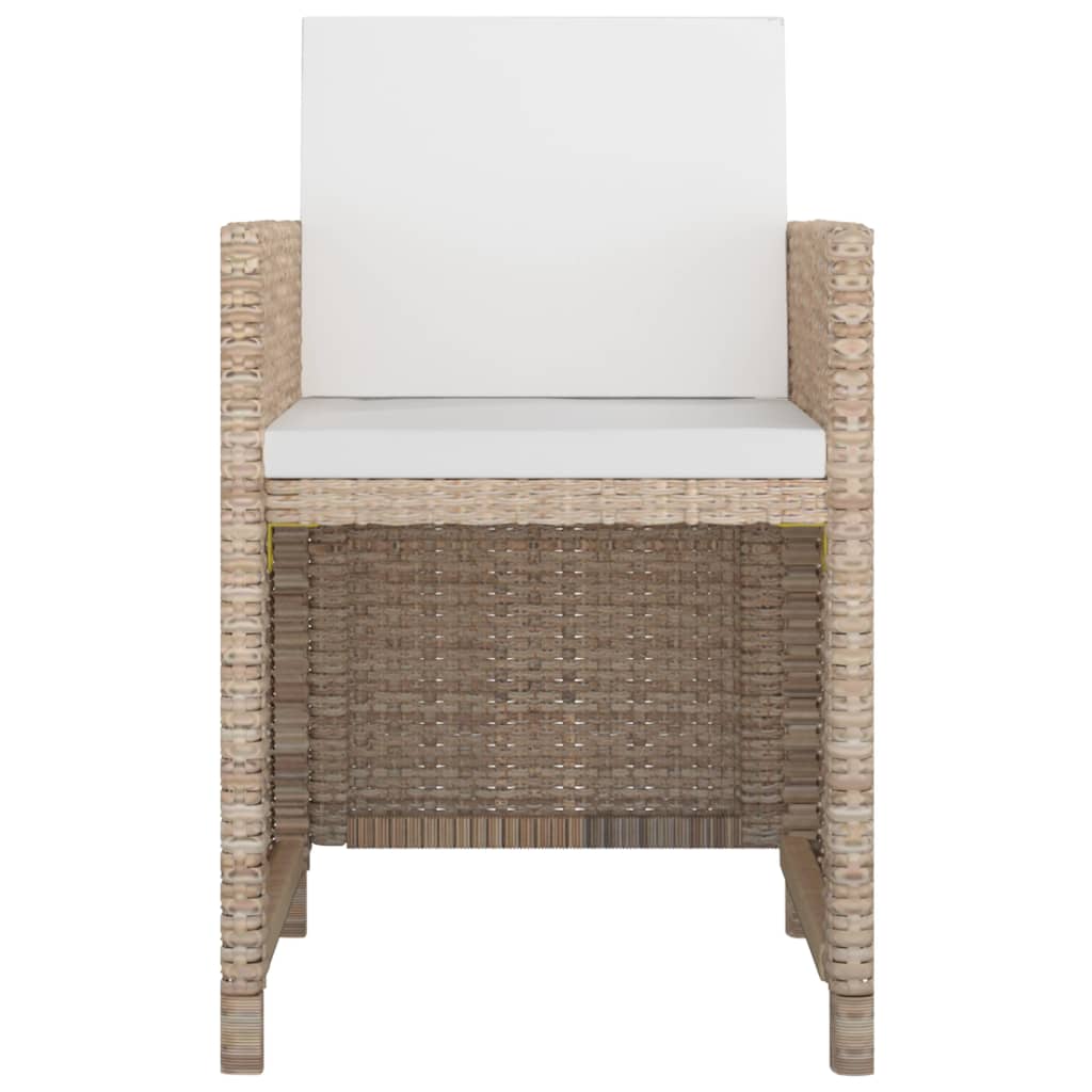 5 Piece Garden Dining Set with Cushions Poly Rattan Beige
