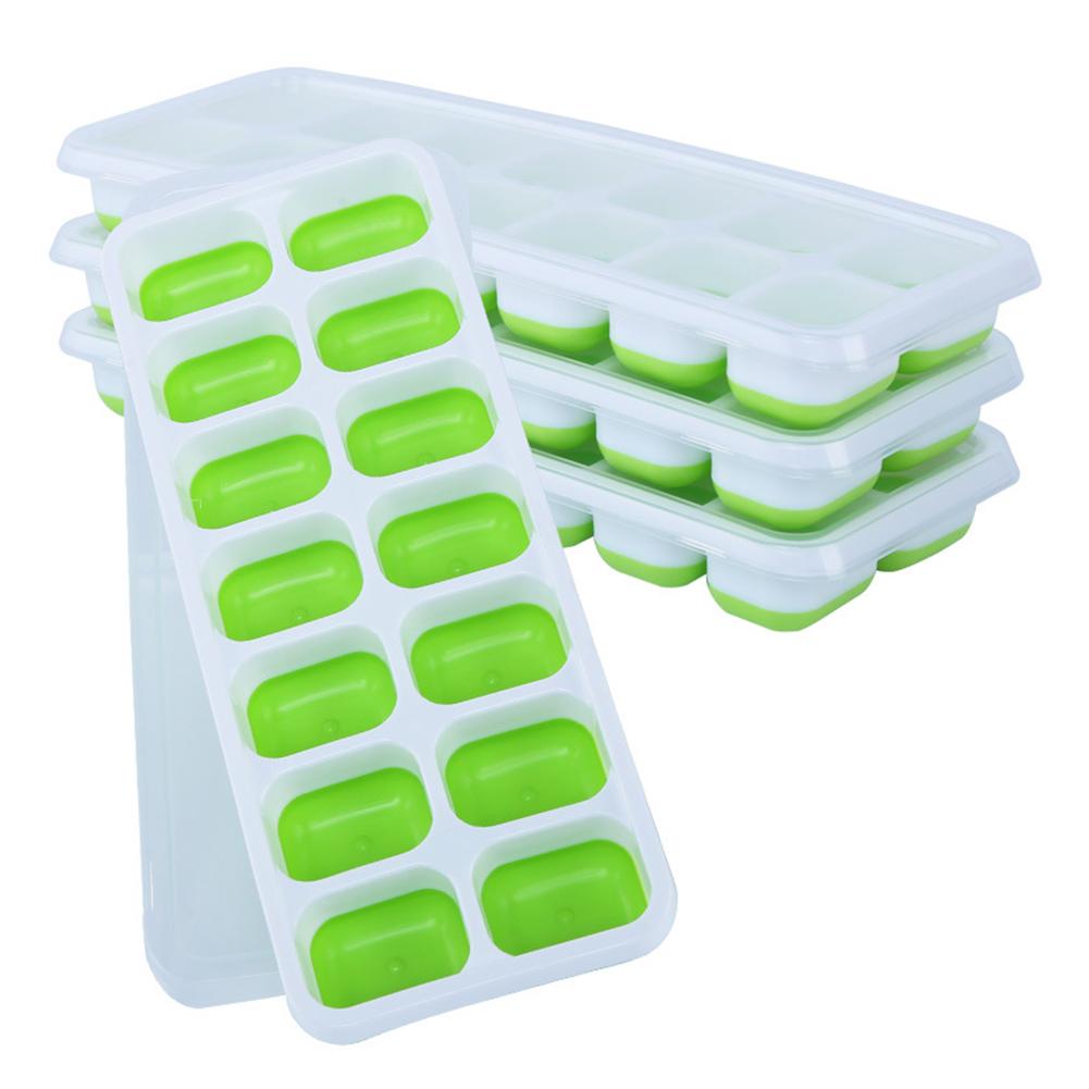 4Pcs Silicone Mold with Cover for Ice Cube  Complementary Food Making 4 green #1