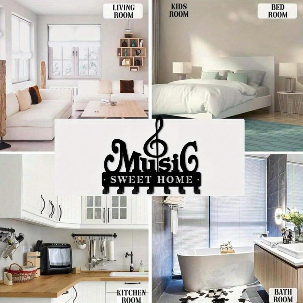 Bohemian Style Metal Key Hook 9.84 Inch Music Theme Wall Organizer for Clothing Hat Office Kitchen Bathroom Decor
