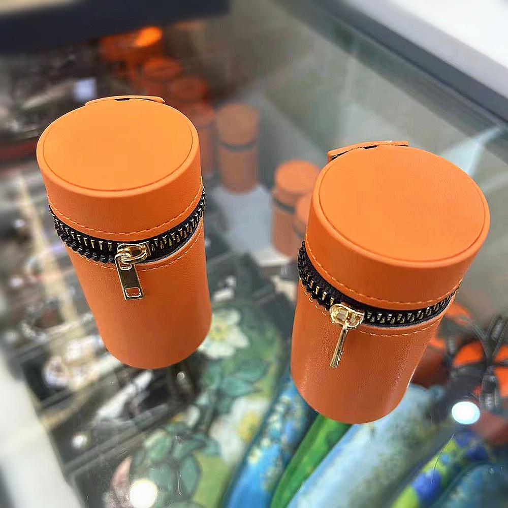 Exquisitely Decorated Orange Round Gift Box with Ribbon Neckerchief